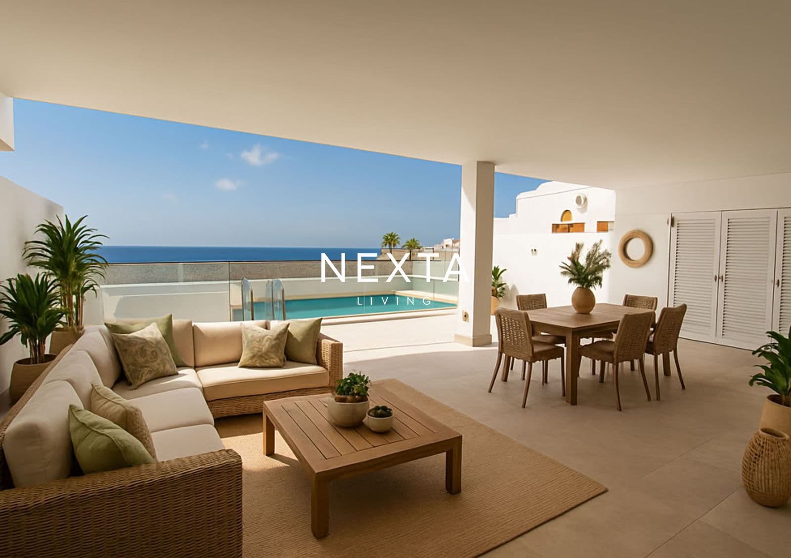 ¡Piso en primera línea de mar con piscina privada y vistas abiertas en Costa del Silencio!